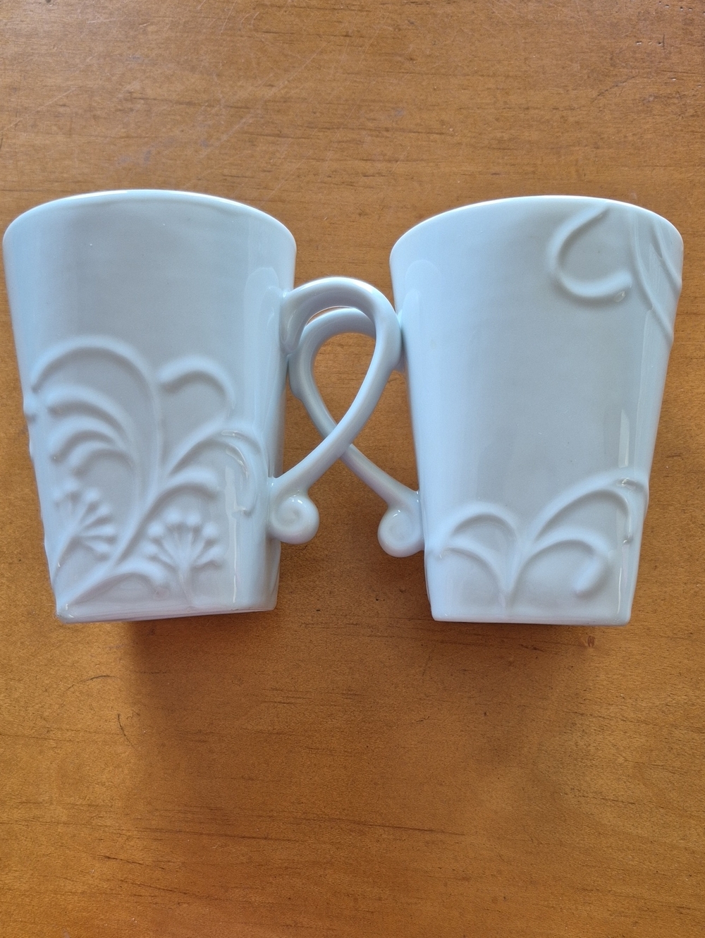 Corelle Boutique Cherish Elegant White Embossed Ceramic Mugs - Set of 2